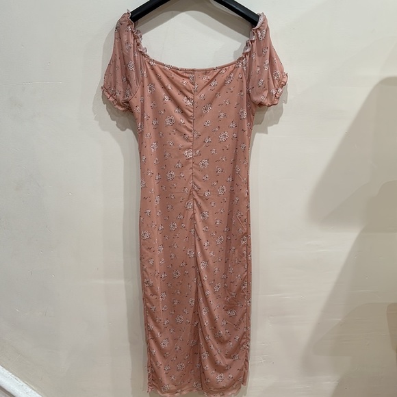 Forever 21 Womens Floral Print Mesh Bodycon MIDI Dress Pink Size Medium - Picture 4 of 4